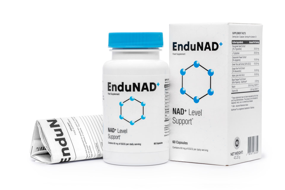 EnduNAD+ supplement box and bottle